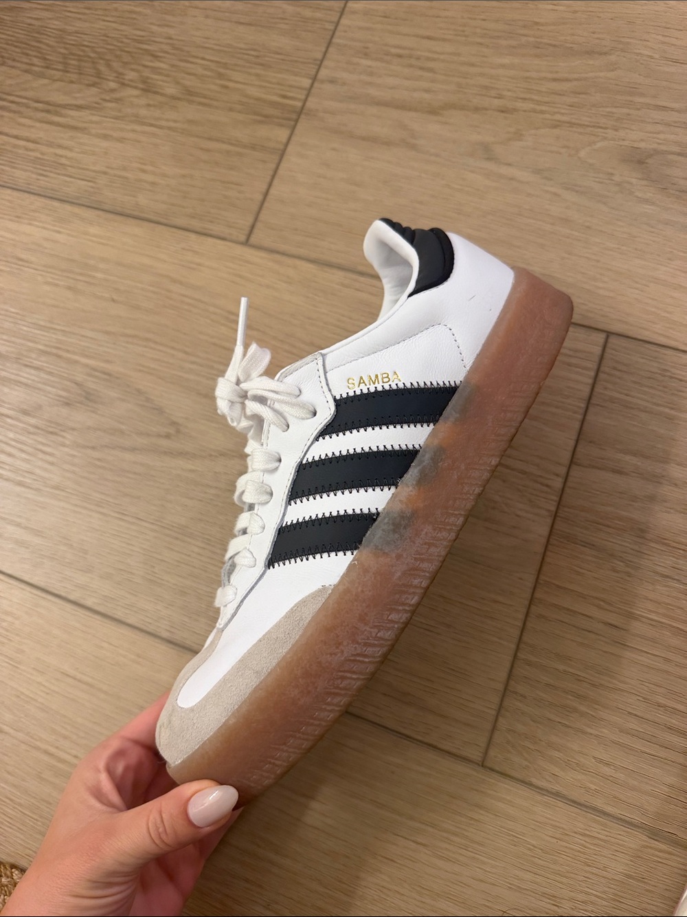 adidas Samba White Black with Gum Sole Sneaker